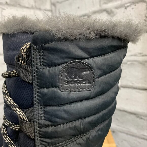 Sorel Whitney Lace Black Tall Faux Fur Trim Boot - Picture 6 of 14